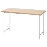 LAGKAPTEN: rectangular light wood desk with white legs. Modern, minimalist design. Sturdy with adjustable feet.