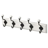 LANDKRABBA coat rack with 5 double hooks; white with black hooks.
