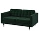 Modern green velvet sofa, chrome legs, tufted back & seat, cozy & stylish.