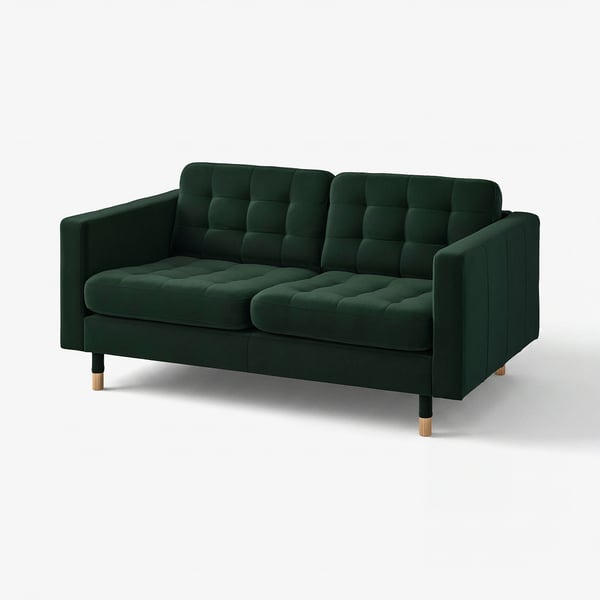 LANDSKRONA 2-seat sofa, Djuparp dark green/wood