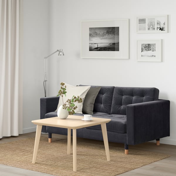 LANDSKRONA 2-seat sofa - velvet dark grey - IKEA