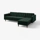 LANDSKRONA 4-seat sofa, with chaise longue/Djuparp dark green/wood