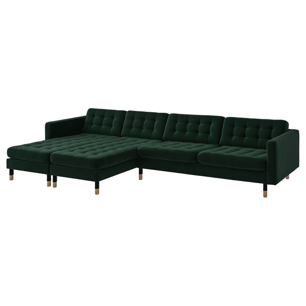 Green l-sofa with deep seats
