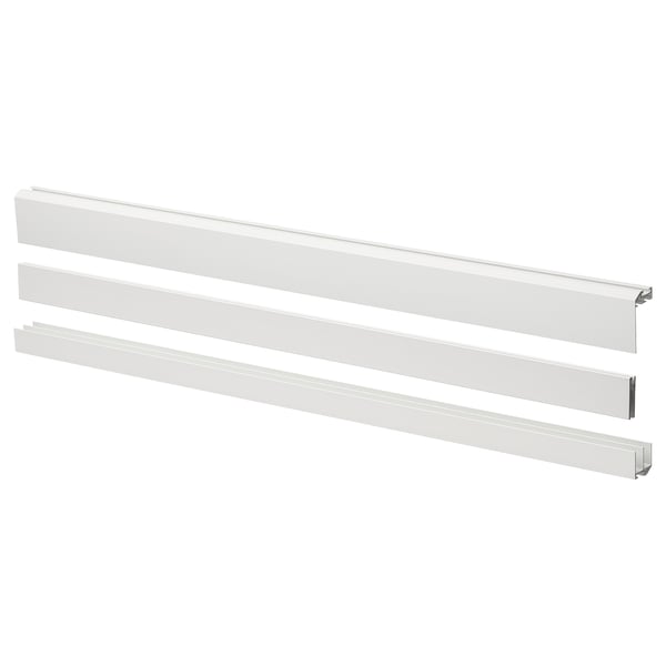Three silver aluminum rails for sliding doors.