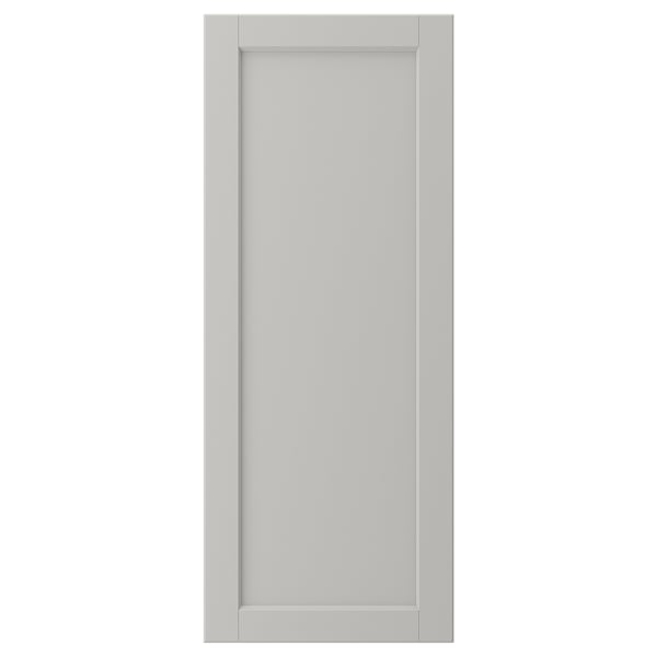 LERHYTTAN light grey kitchen door, solid wood frame with beveled edges, inset veneer panel, rectangular shape.