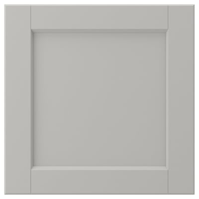 LERHYTTAN grey kitchen cabinet. Solid wood frame, bevelled edges, inset veneer. Classic, square design.