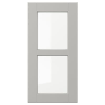 A light grey LERHYTTAN kitchen cabinet door in a classic, traditional style with a solid wood frame and beveled edges.