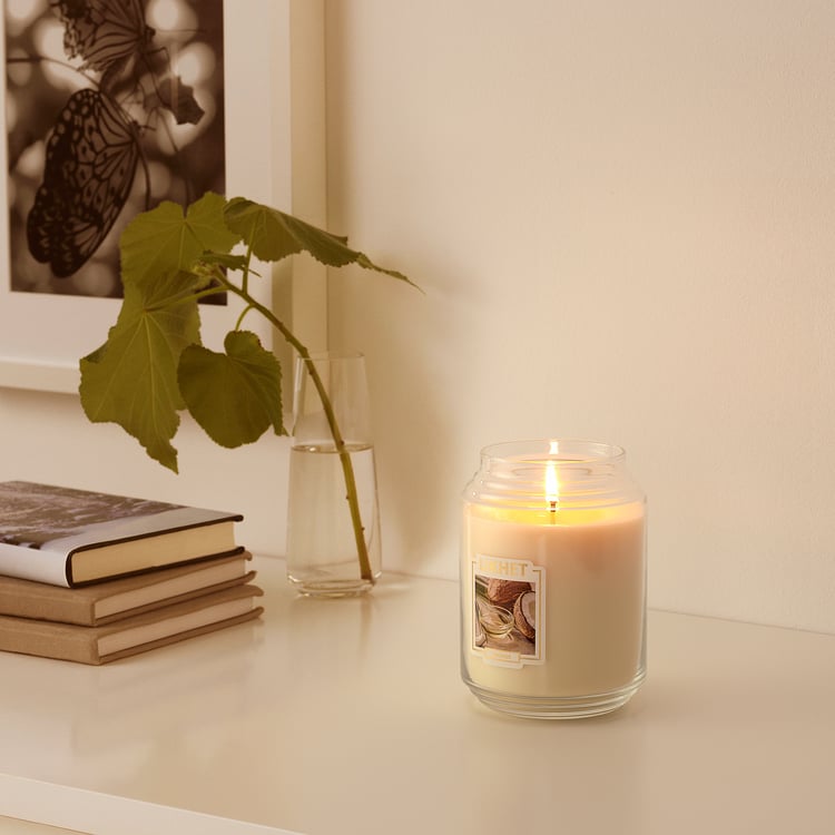 LIKHET Scented candle in glass, Coconut/natural IKEA Ireland