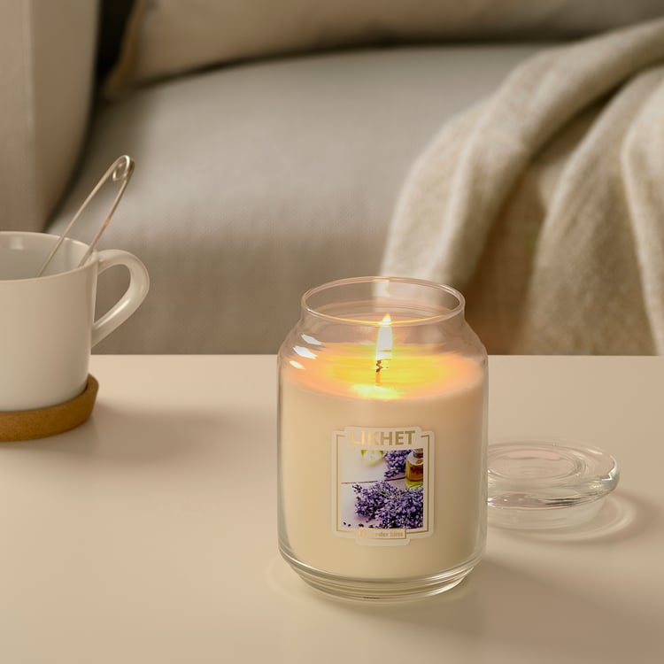 LIKHET Scented candle in glass, Lavender bliss/natural IKEA Ireland