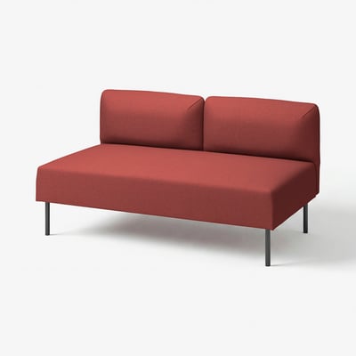 LILLEHEM red sofa, modern minimalist design with metal legs, deep seat, supportive backrest.