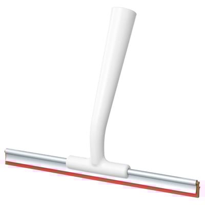 A white LILLNAGGEN squeegee with a red blade, featuring a beveled handle and an anodized aluminum body.