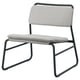 Modern LINNEBÄCK chair, light grey fabric, black metal frame, minimalist design.