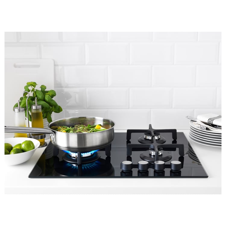 LIVSGNISTA Gas hob, glass black IKEA Ireland