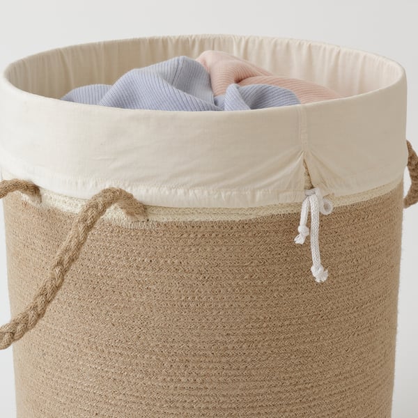 LJUNGAN laundry basket with rope handles holds clothes, inner bag removable.