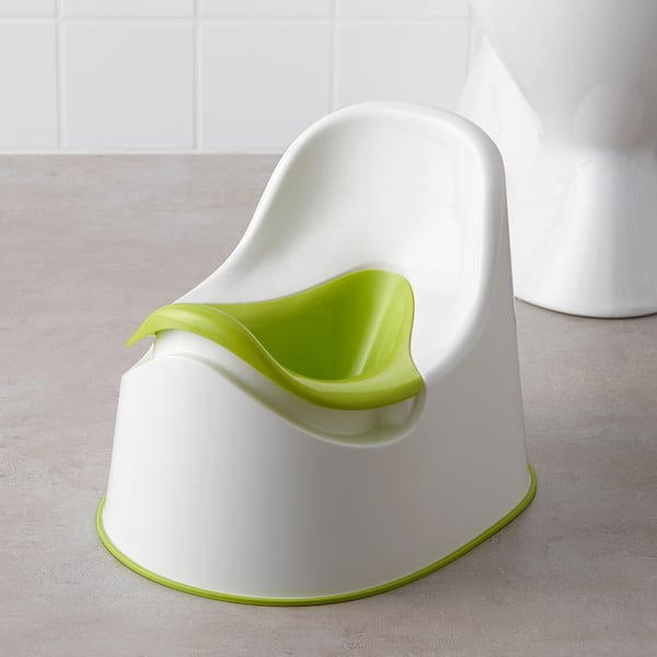LOCKIG white & lime kids toilet trainer, compact, non-slip base.