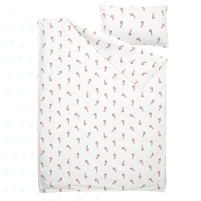 LÖVSÅNGARE white candy cane duvet set, made of cotton, festive design.