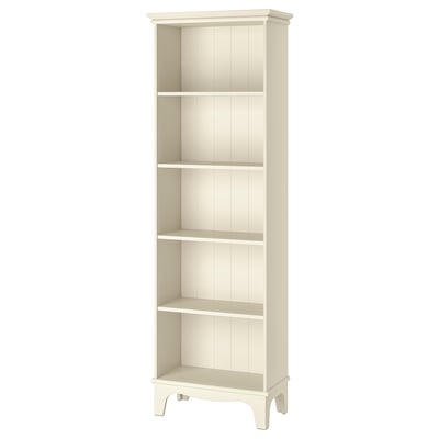 An off-white LOMMARP bookshelf. It has five shelves, with a classic off-white finish. Its traditional design offers versatile storage options.