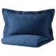 LUKTJASMIN Duvet cover and 2 pillowcases, dark blue, 240x220/50x80 cm