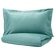LUKTJASMIN Duvet cover and 2 pillowcases, grey-turquoise, 240x220/50x80 cm