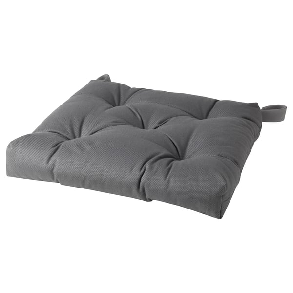 MALINDA grey thick chair pad, square, tufted design.