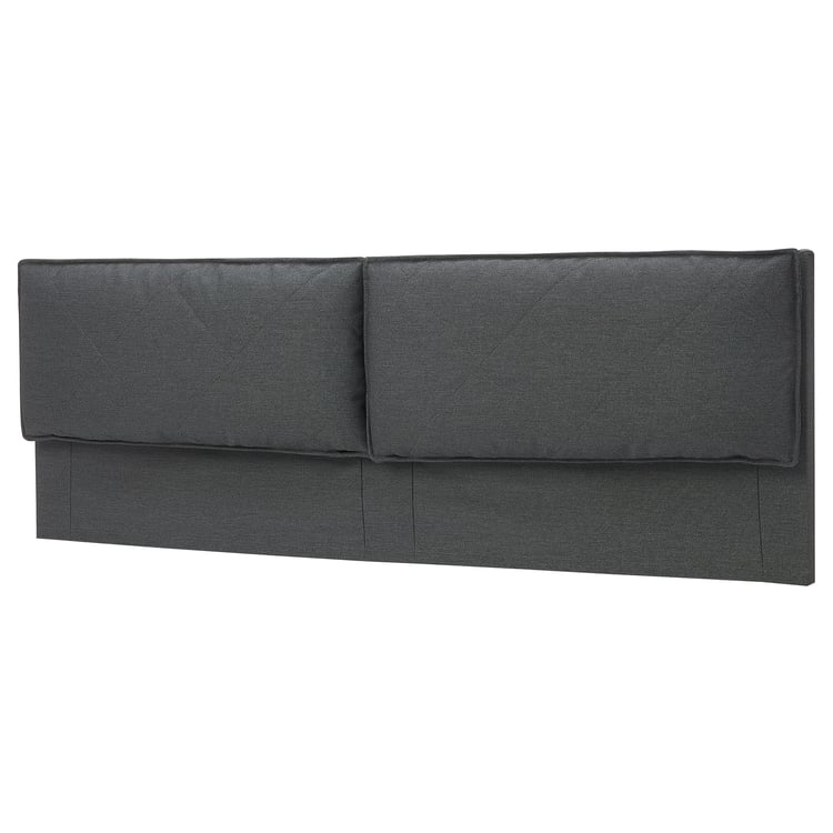 MALM Headboard cover with 2 pillows, Idekulla dark grey, Standard King IKEA Ireland