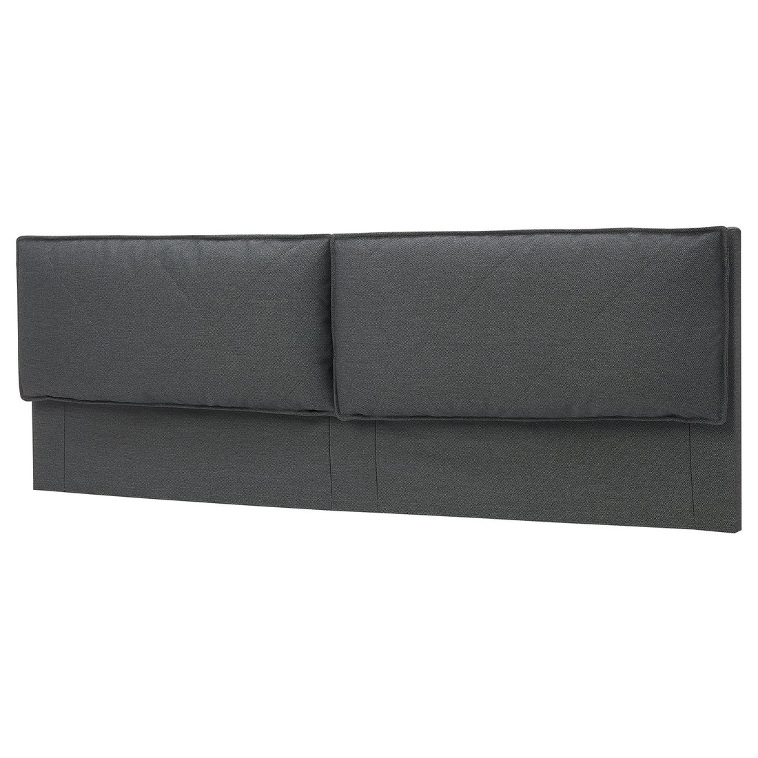 MALM Headboard cover with 2 pillows, Idekulla dark grey, Standard