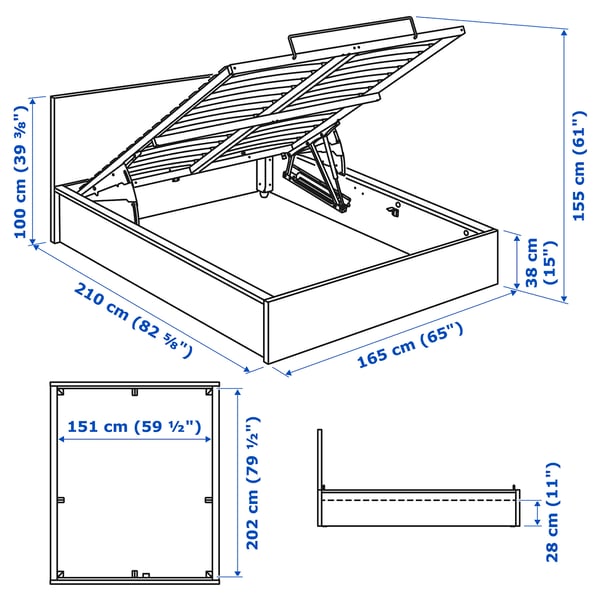 Illustration with measurements for the product: MALM.