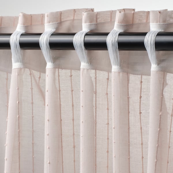 MATILDA Sheer curtains, 1 pair, pale pink/with heading tape, 145x165 cm