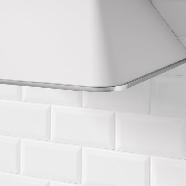 Modern white range hood, led light.