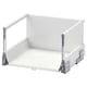 MAXIMERA white drawer with metal runners, rectangular, fully extendable with soft-close mechanism.