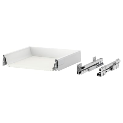Displays a white MAXIMERA drawer set with metal runners, shown separately from the cabinet.