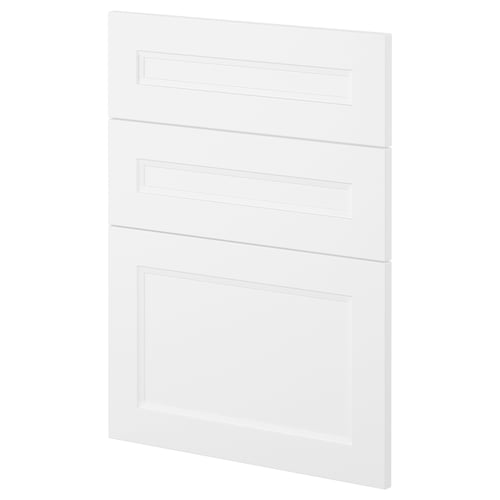 METOD white kitchen cabinet fronts, sleek modern design, set of three white panels.