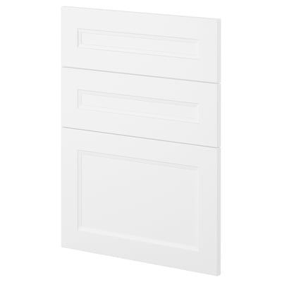 METOD white kitchen cabinet fronts, sleek modern design, set of three white panels.