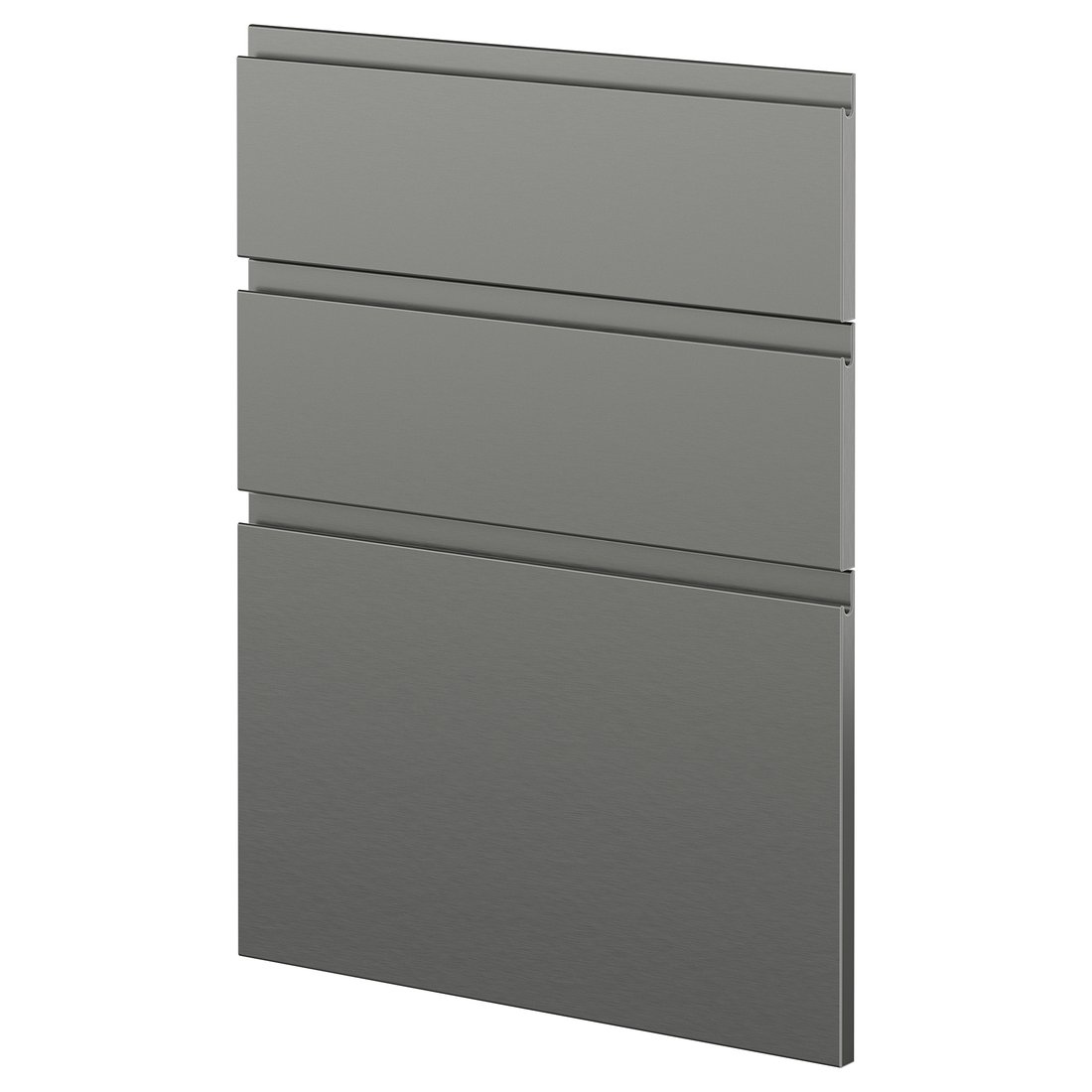 Front Rails Drawers METOD 3 fronts for dishwasher, Voxtorp stainless steel effect, 60 cm ...