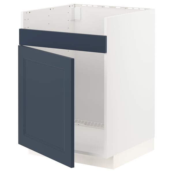 Blue kitchen cabinet from ikeas METOD system, featuring a single door with a modern, sleek design.