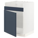 Blue kitchen cabinet from ikeas METOD system, featuring a single door with a modern, sleek design.