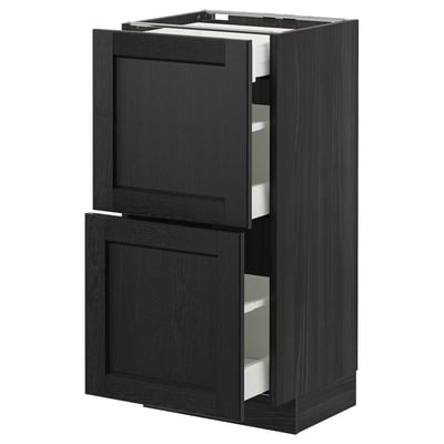 Black kitchen cabinet with doors & drawers. Modern, sleek design. METOD system by ikea.