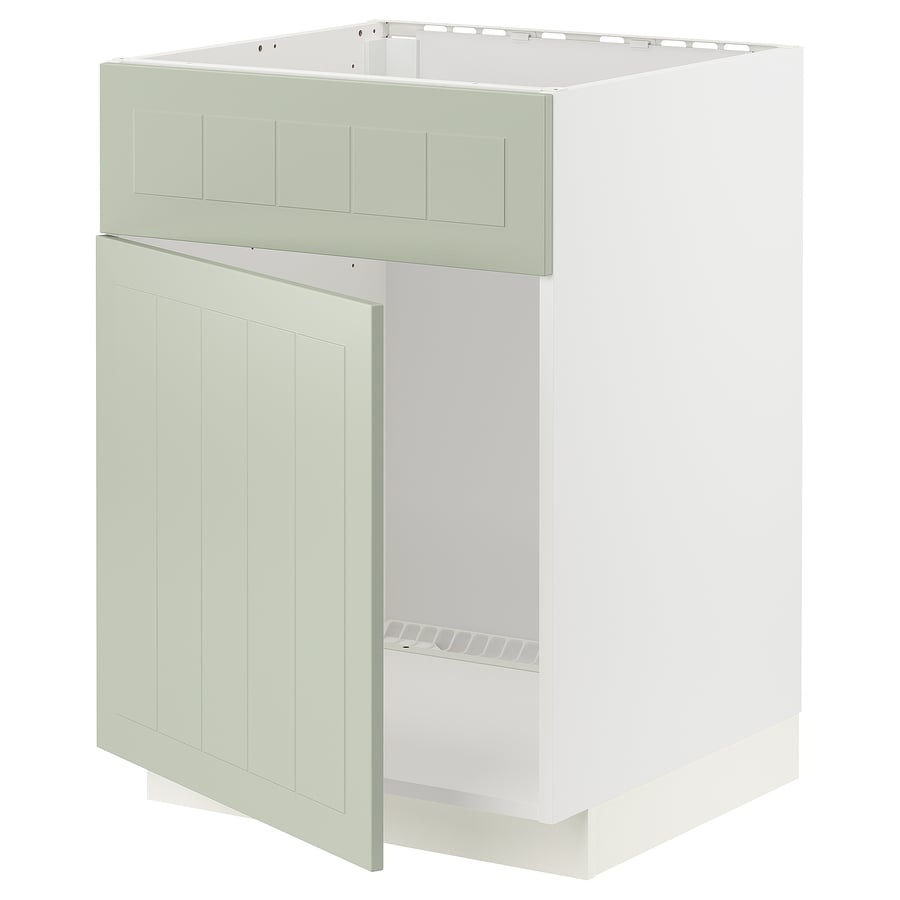 METOD base for sink with door/front, white/Stensund light green