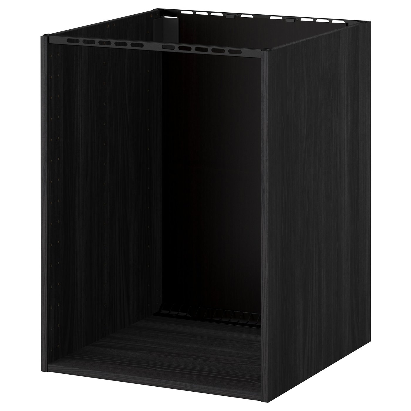 METOD wood effect black, base for builtin oven/sink, 60x60x80