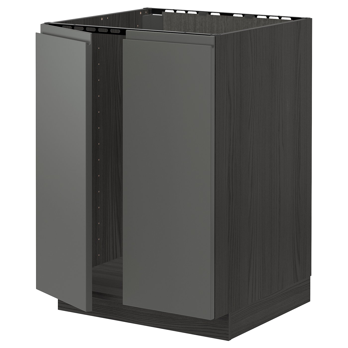 METOD Base cabinet for sink + 2 doors - black, Voxtorp ...