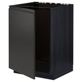 METOD black kitchen cabinet, modern and sleek, with handle-less door and square shape.