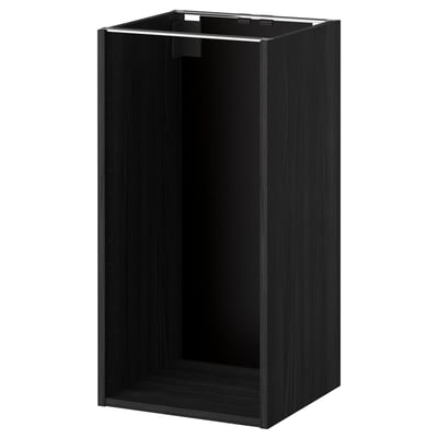 Black METOD kitchen cabinet, rectangular with open front, no door, made of melamine and particleboard, modern design.