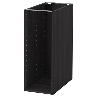 Black ikea METOD kitchen cabinet, tall, sleek, modern look, particleboard with melamine finish, adjustable shelving.