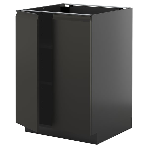 METOD black kitchen cabinet, modern design, matte finish, square shape.