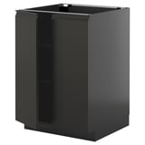METOD black kitchen cabinet, modern design, matte finish, square shape.