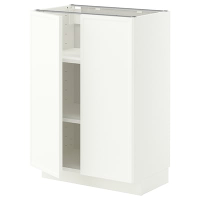 METOD Base cabinet with shelves/2 doors, white/Aspudden matt white, 60x37 cm