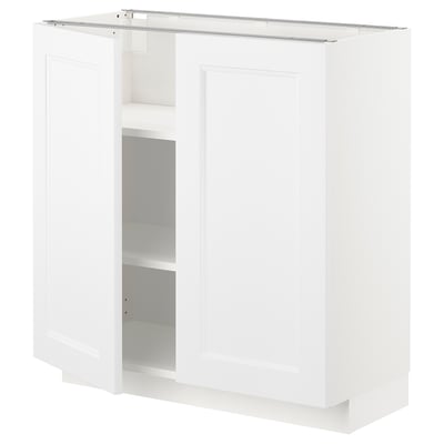 METOD white kitchen unit, rectangular, two doors, adjustable shelves, modern design.