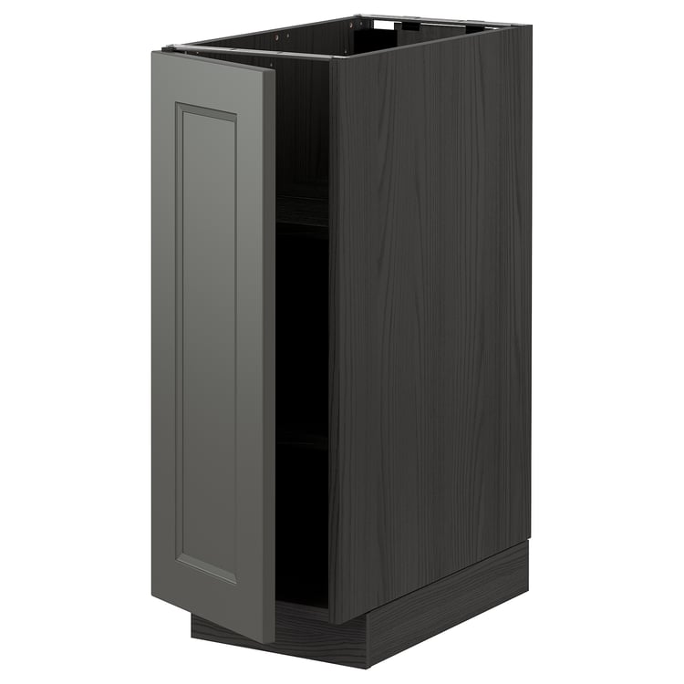 METOD Base Cabinet With Shelves Black Axstad Dark Grey 30x60 Cm