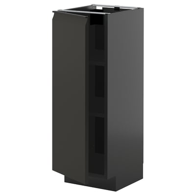 A modern, black METOD kitchen cabinet with one adjustable shelf.