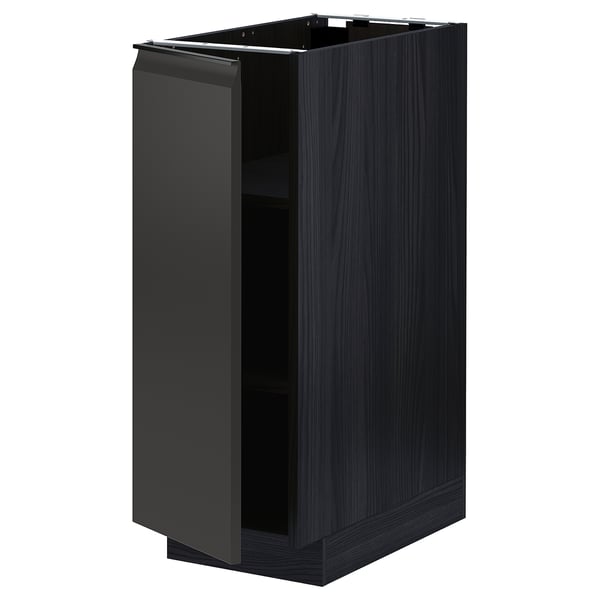 METOD kitchen unit in matte black with adjustable shelves, sleek edges, and modern design.